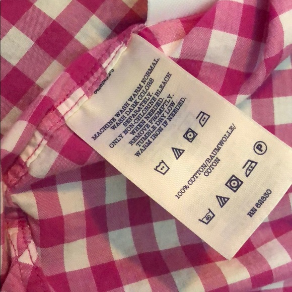 Lands’ End checked button down magenta SMALL - Picture 5 of 7